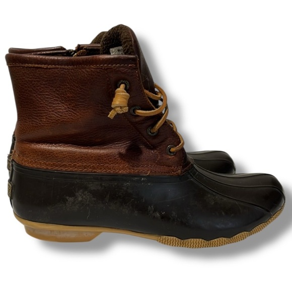 Sperry Women's Saltwater Duck Rubber Boots Size 9 Brown Black Top-Sider Rain - Picture 1 of 16